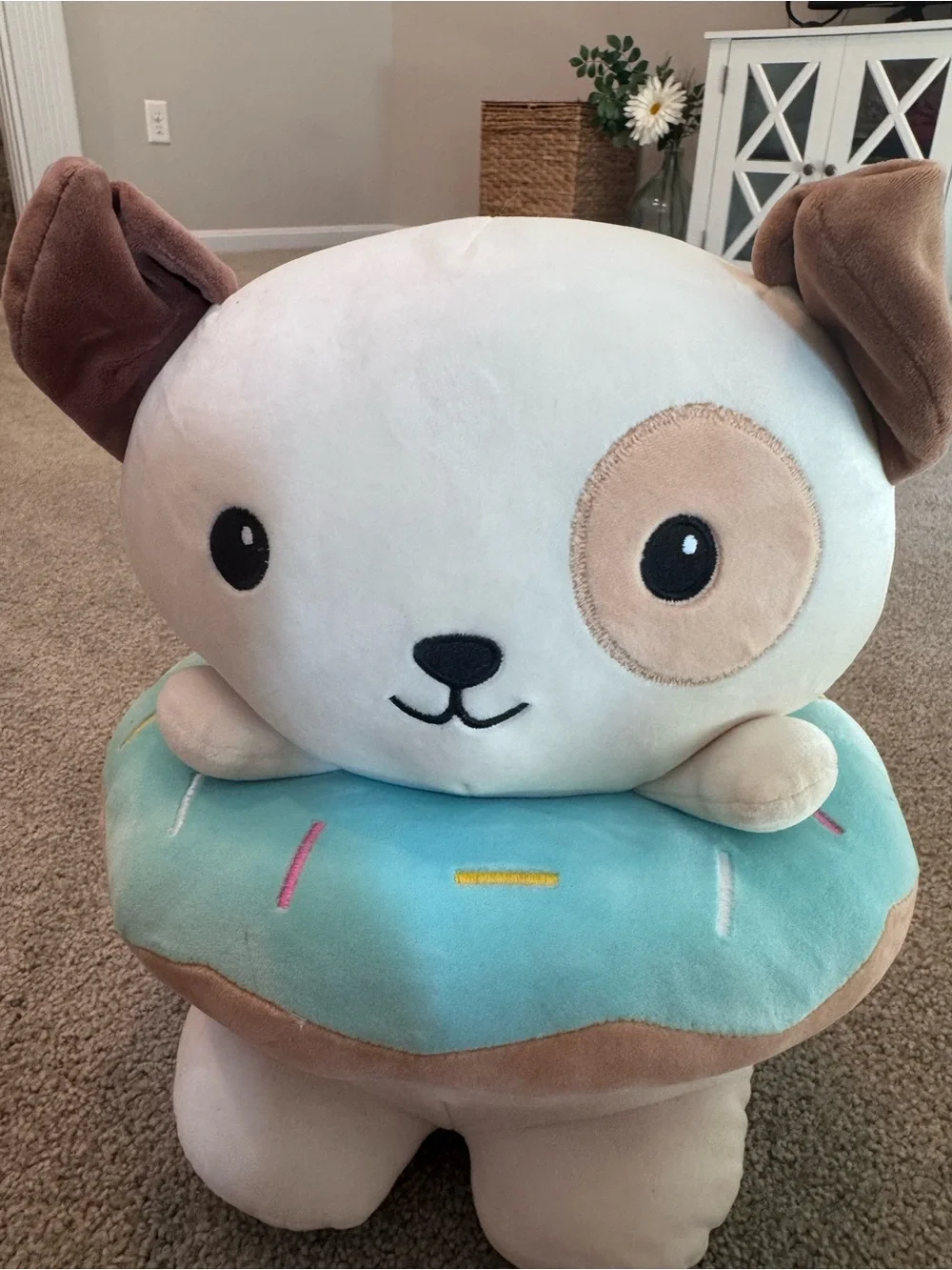 XL Smoochy Pals Ultrasoft Stuffed Animal Dog In Donut Plush 15”